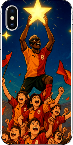 Galatasaray Şampiyonluk Yıldızı Anime Tasarım Şeffaf Telefon Kılıfı